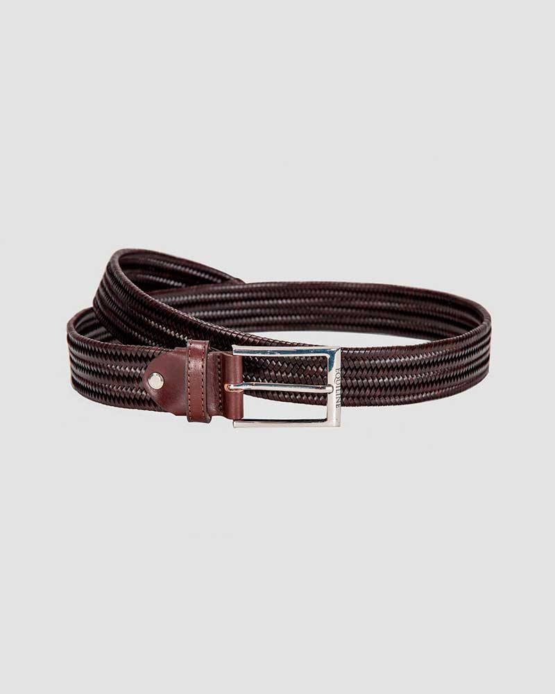 Dark Brown Braided Leather Elastic Belt – Logan - Equiline