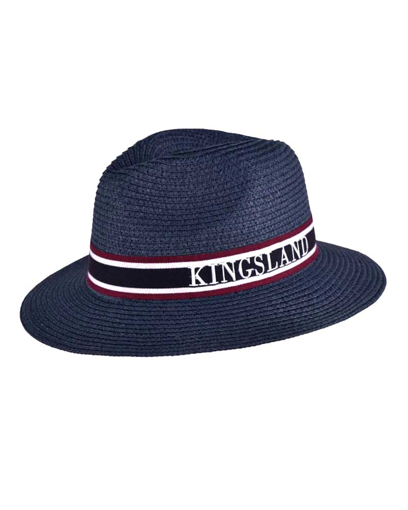 Classic navy blue straw hat with tricolor band unisex – Vega - Kingsland