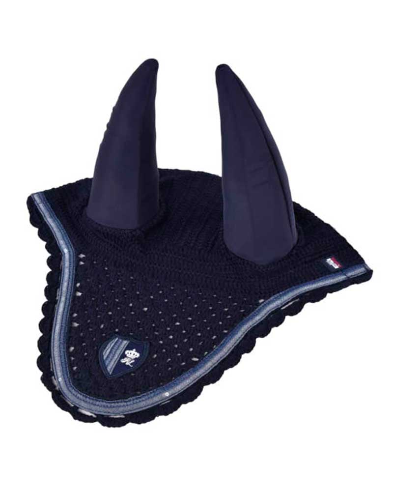 Bonnet bleu marine à sequins et oreilles élastiques pour cheval Aqui - Kingsland