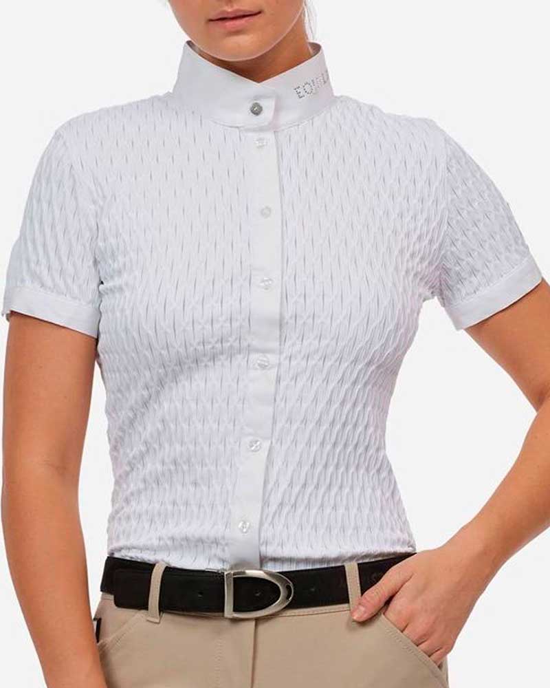 Chemise de compétition à manches courtes de maille texturizada blanc pour femme Arita - Equiline