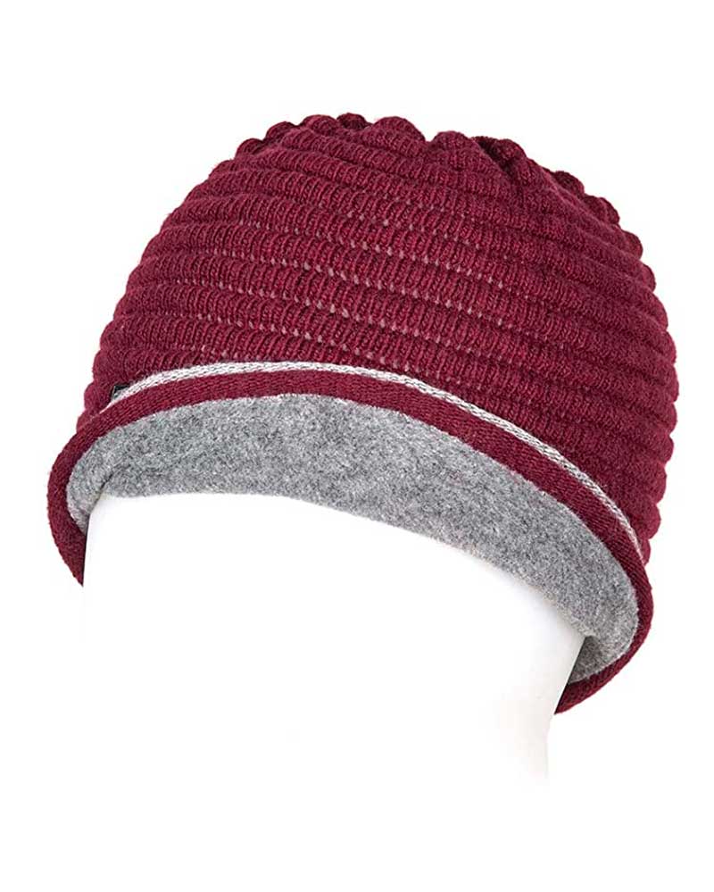 Burgundy knit hat with fleece lining – Caris - Equiline