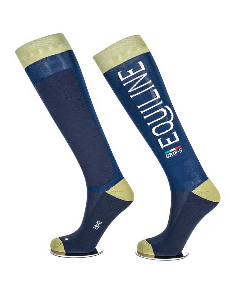 Calcetines altos de invierno con grip de color azul marino y verde Crime - Equiline