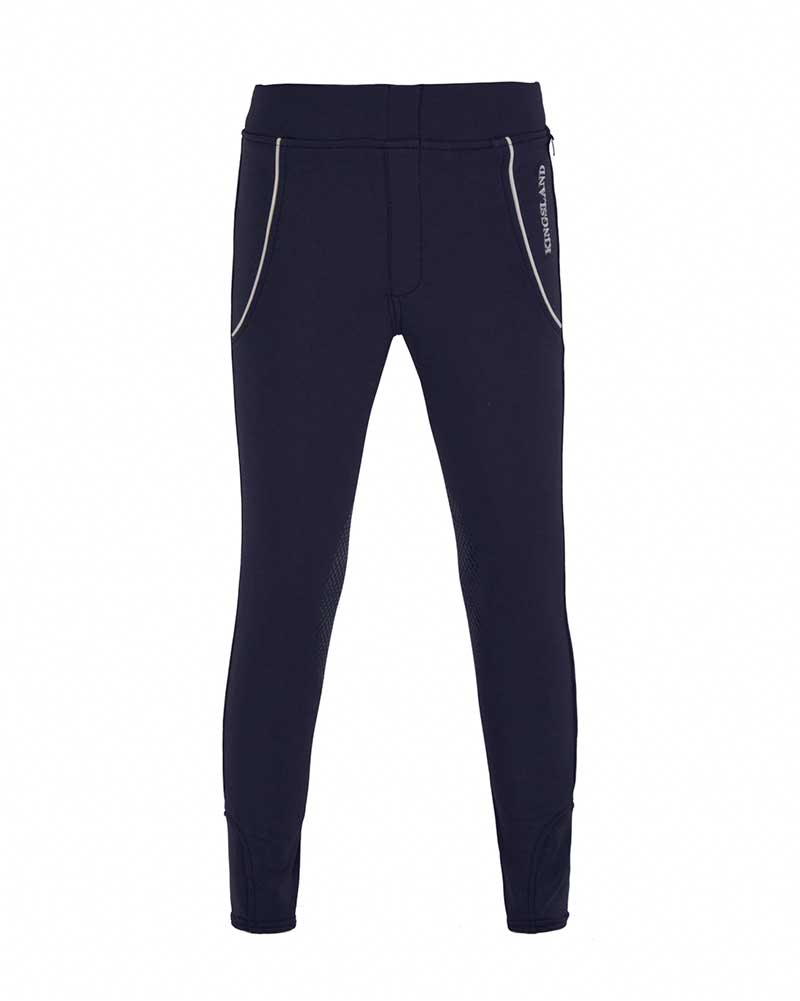 Pantalones con cintura elástica azul marino con ribete blanco (grip rodillas) junior unisex Kaisa - Kingsland