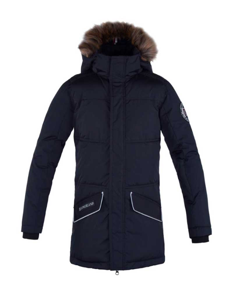 Abrigo gordo acolchado azul marino con capucha de quita y pon junior unisex Keaton - Kingsland