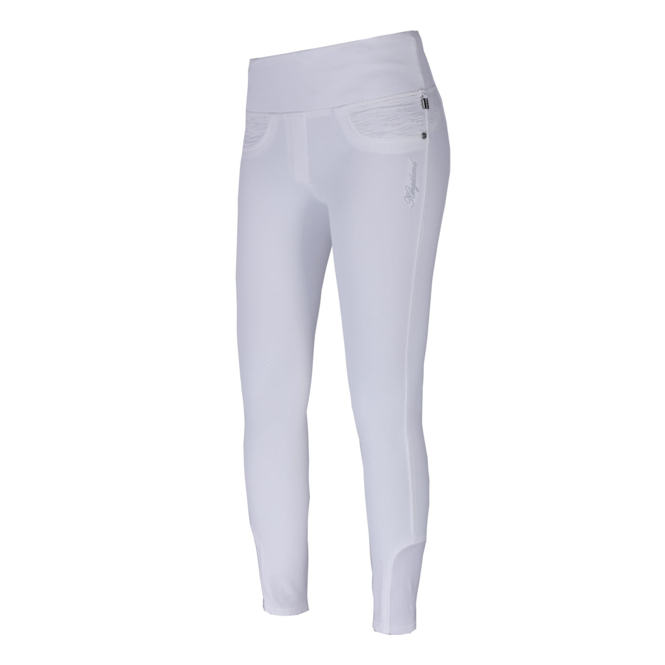 Pantalons pull-on blanc avec ceinture large et élastique et grip silicone aux genoux modèle Katja - Kingsland