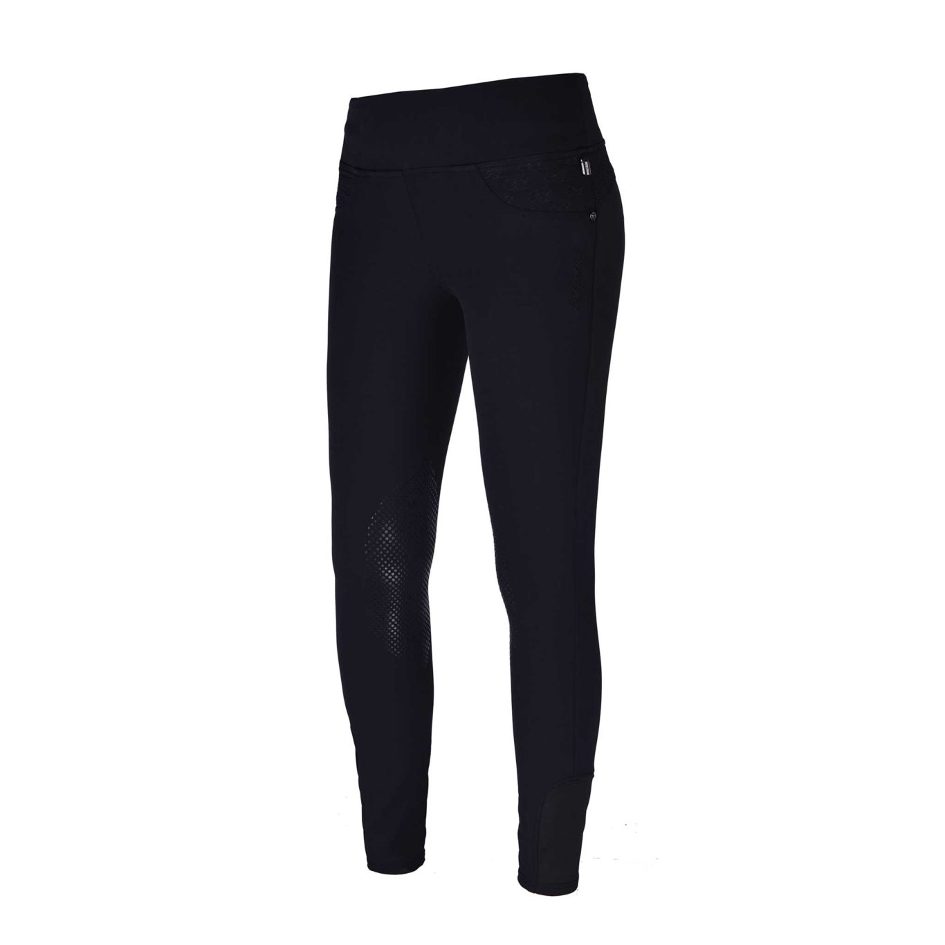 Pantalons pull-on noir avec ceinture large et élastique et grip silicone aux genoux modèle Katja - Kingsland