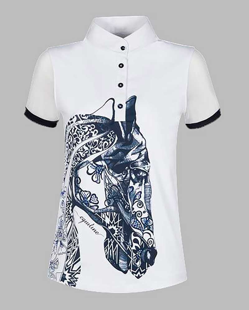 Navy competition polo shirt for women - Equiline