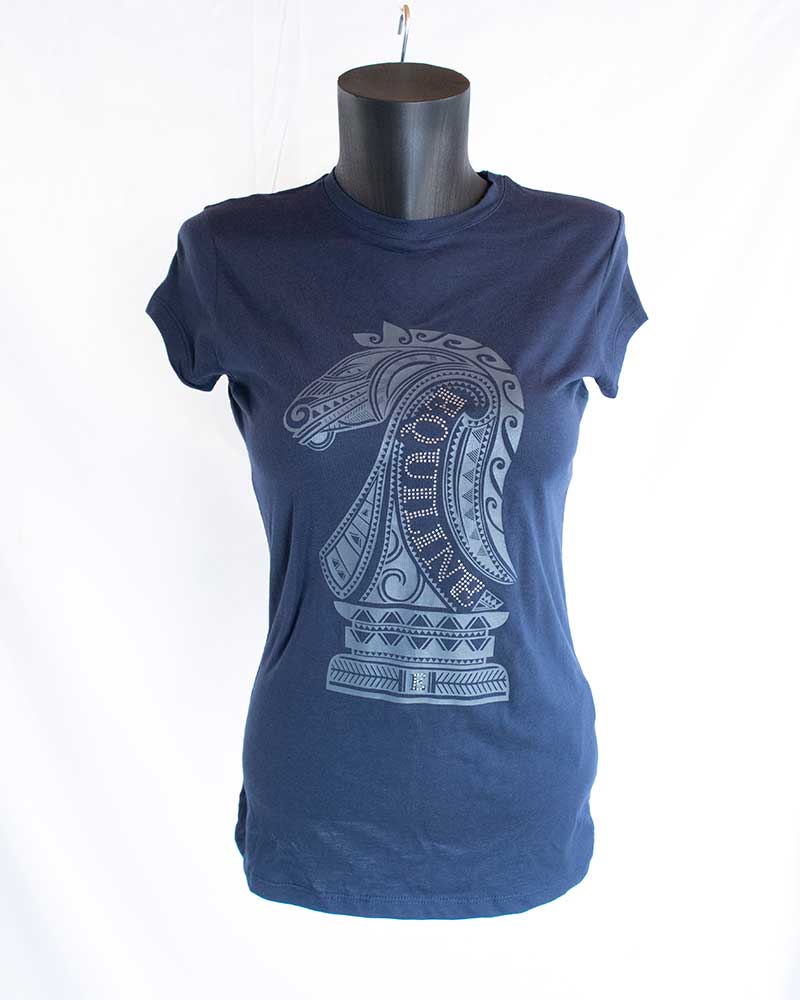 T-shirt à manches courtes bleu marine avec una ilustración et brillants pour femme Fusion - Equiline