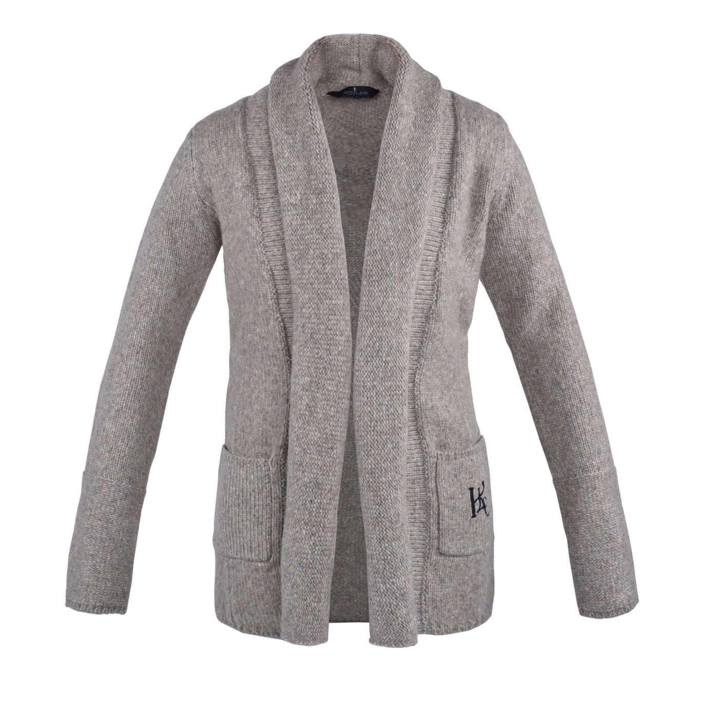 Long thick-knit cardigan in beige and grey for woman – Darlene - Kingsland