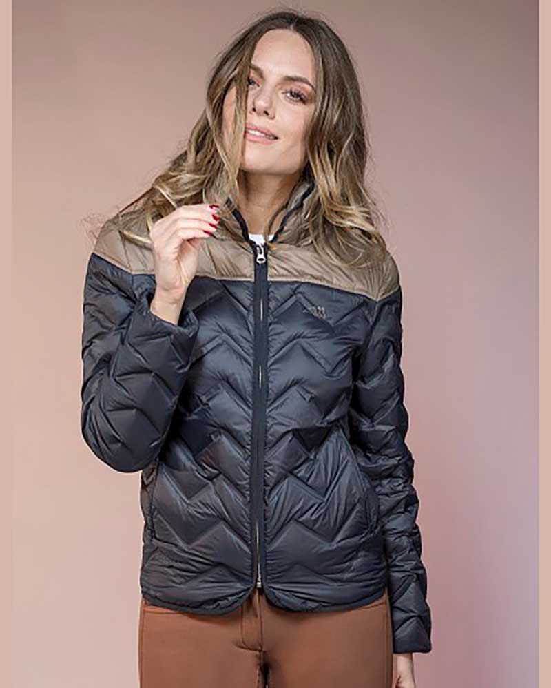 Women’s navy blue and brown down jacket – Gaia - Equiline