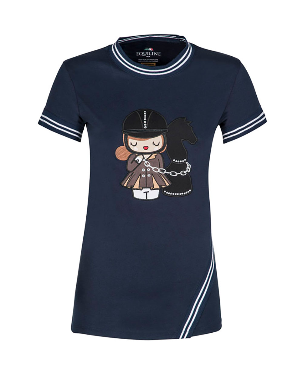 Navy blue short sleeve t-shirt for girl Camilla - Equiline