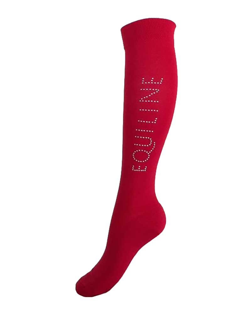 Chaussettes hautes rouge avec mini clous Marilene - Equiline