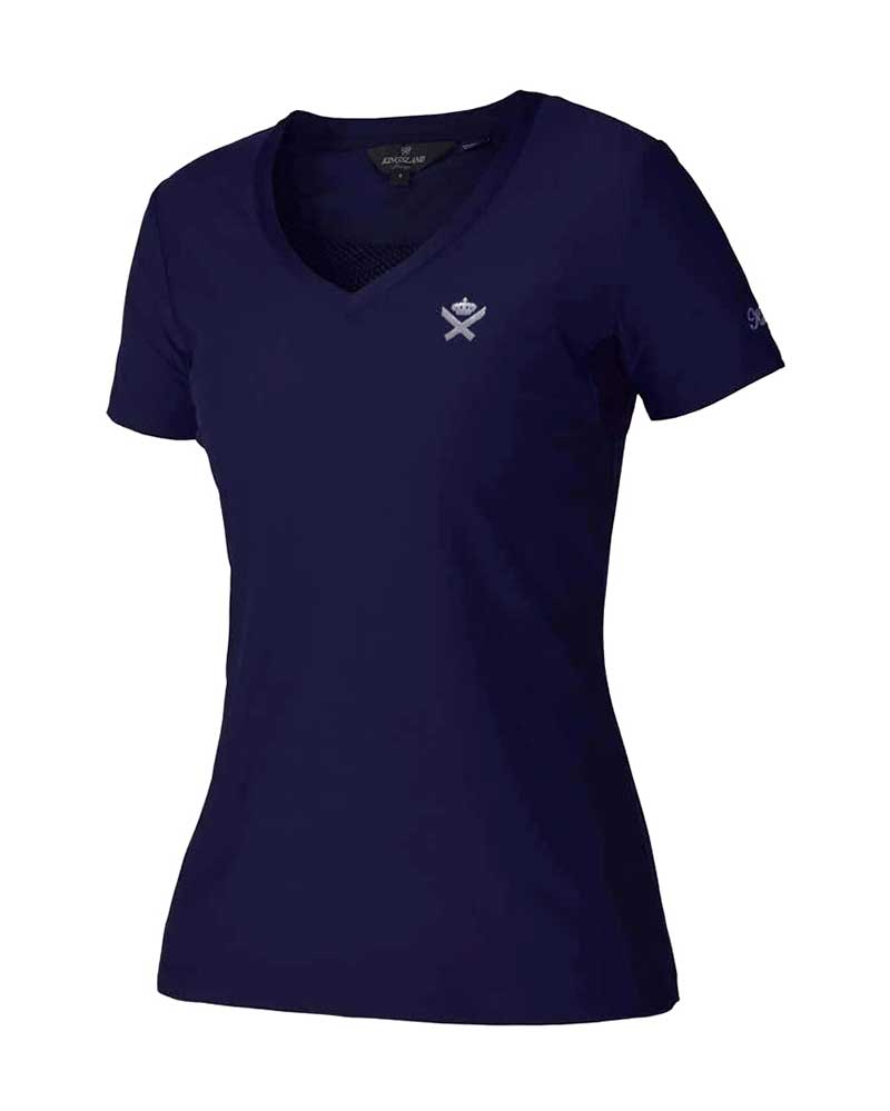 T-shirt technique d'entraînement à manches courtes bleu foncé pour femme - Brentina - Kingsland Dressage