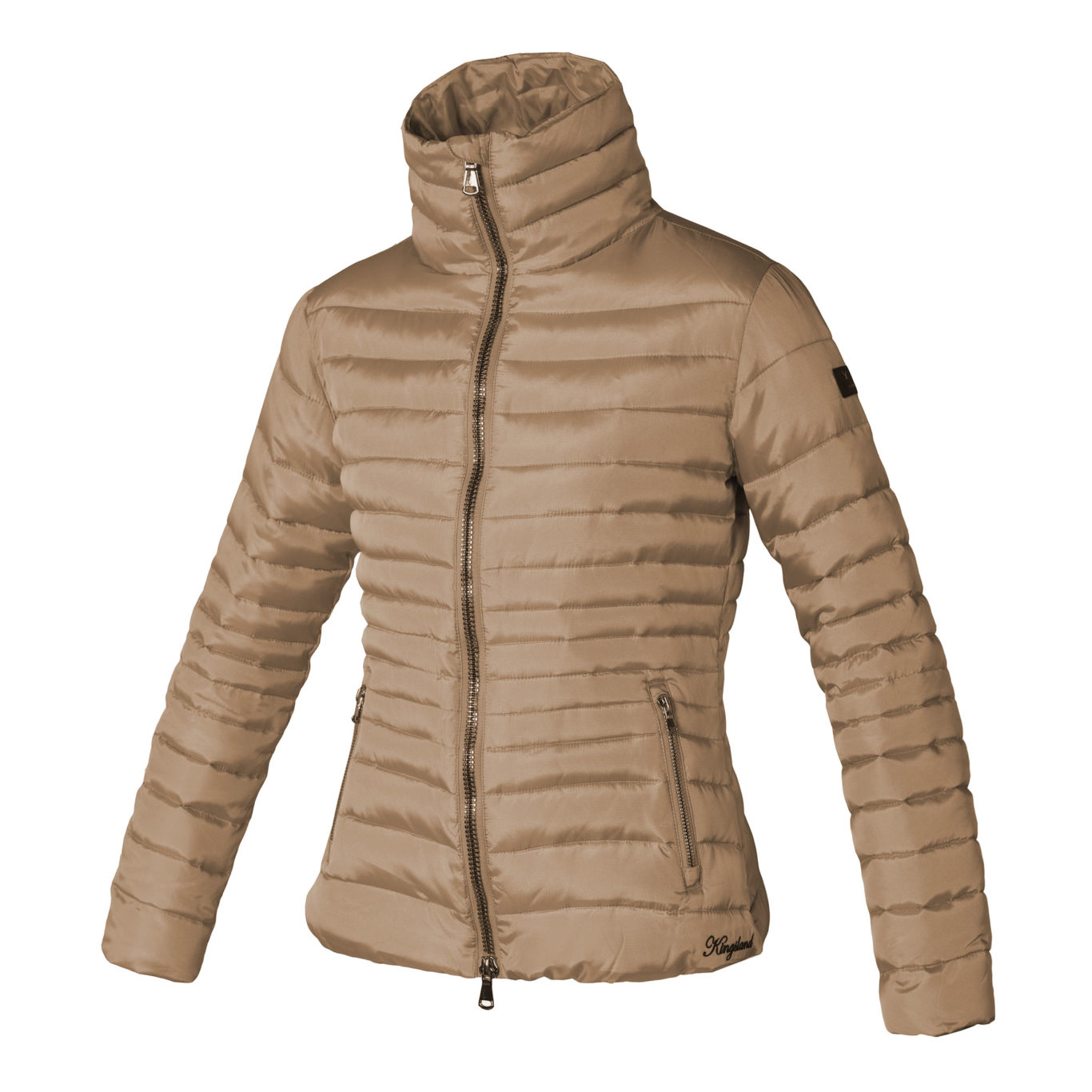 Veste courte matelassée crème brillant à col haut pour femme modèle Focundo - Kingsland