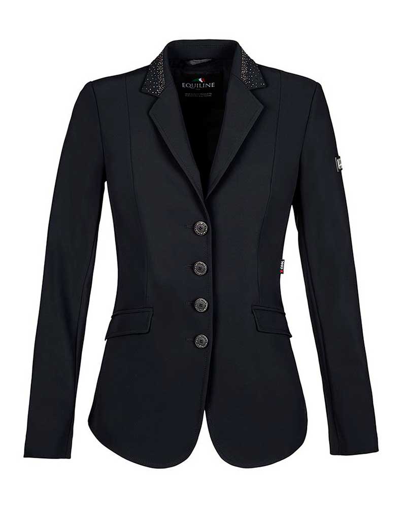 Veste de compétition noire avec col de brillants et clous pour femme Chloe - Equiline