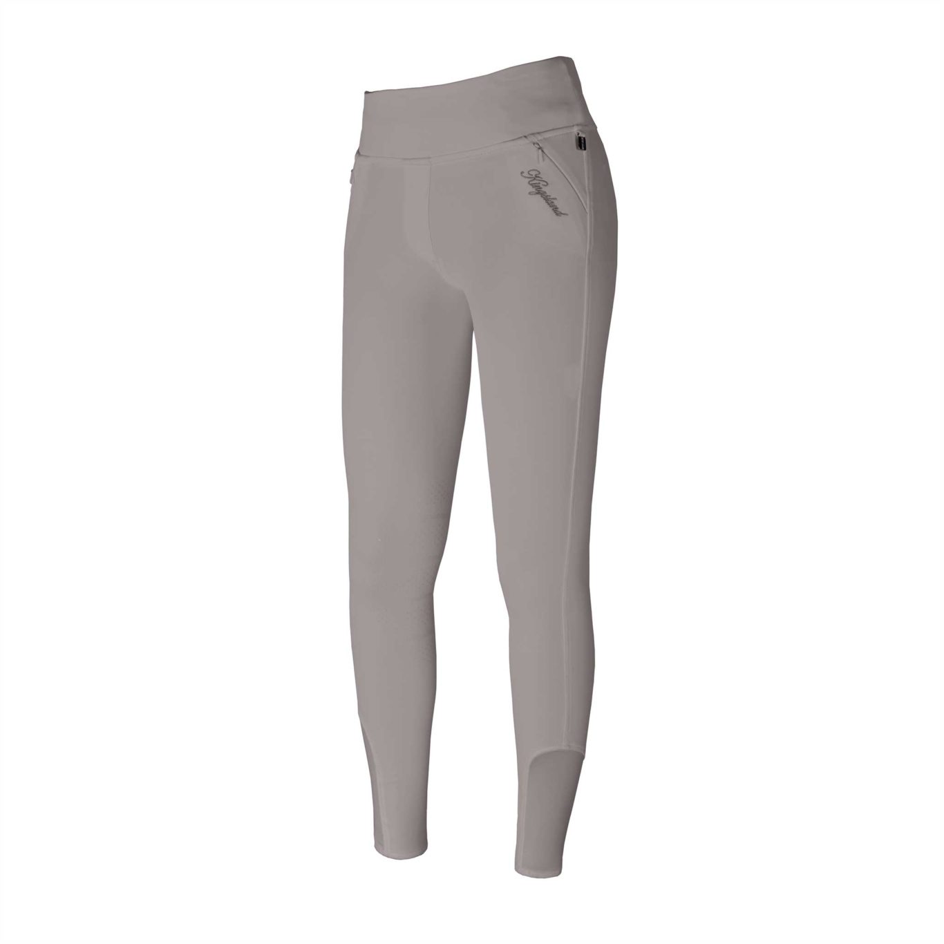 Beige pull-on riding pants with wide elastic waistband and knee silicone grip – Katja model - Kingsland
