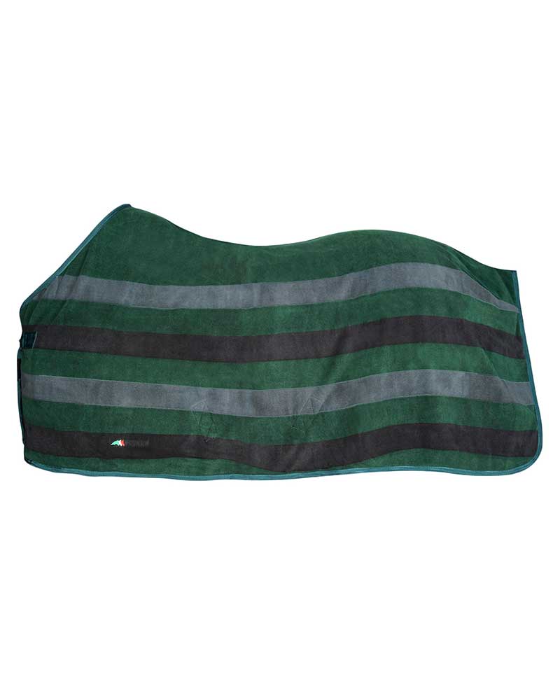 Manta polar de secado con cinchuelo verde, gris oscuro y negro para caballo Steven - Equiline