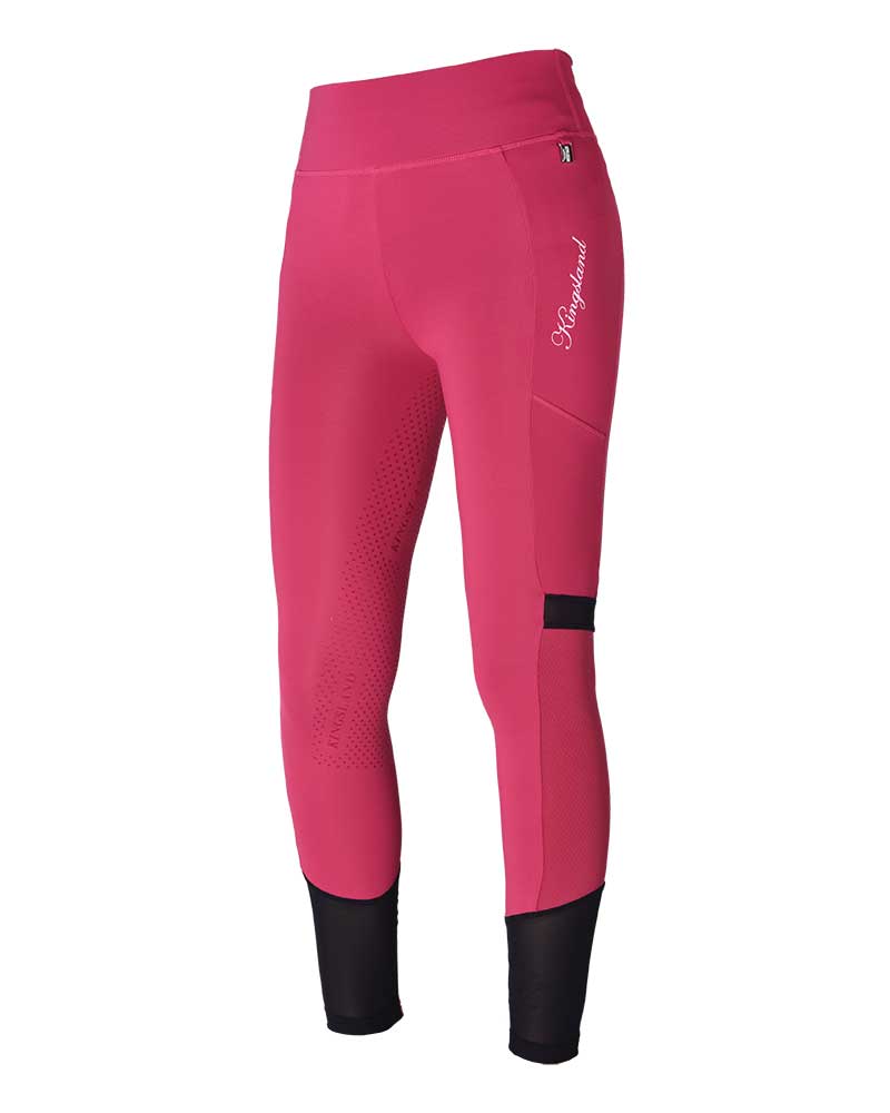 Fuchsia compression riding tights with wide waistband (full seat grip) for woman – Karina model - Kingsland