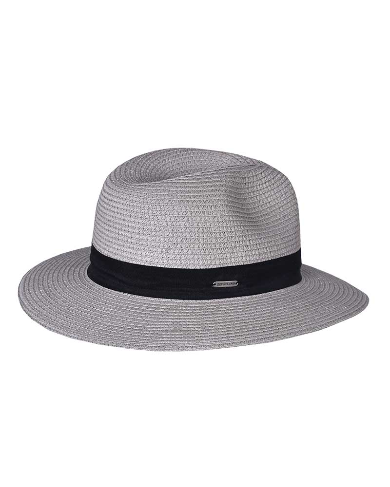 Light grey toquilla straw hat with navy blue ribbon – Mandeleu model - Kingsland