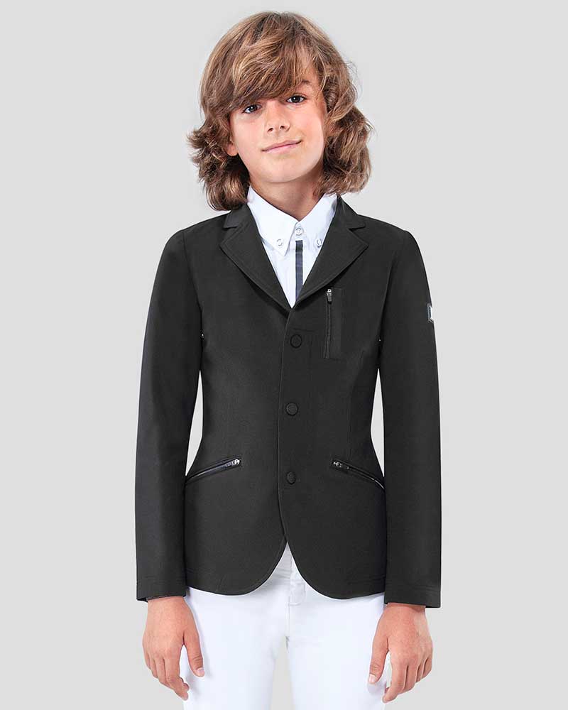 Boys' Black Competition Jacket with Zipper &amp; Hooks Anacleto - Equiline