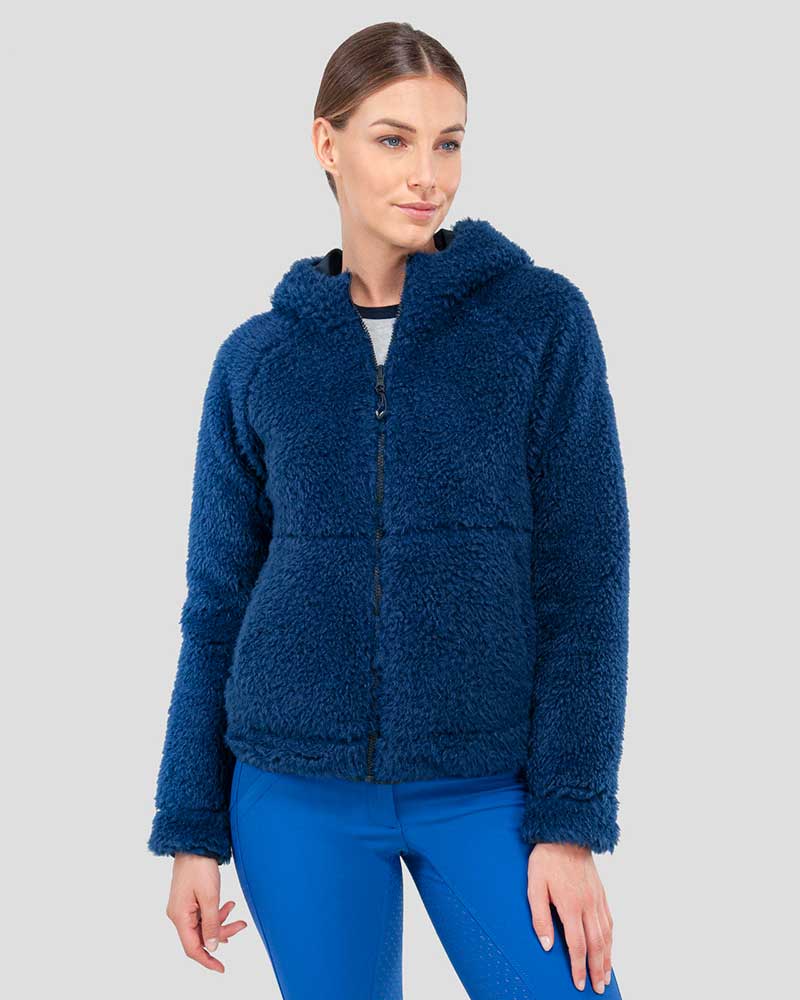 Veste softshell en fourrure synthétique bleu foncé pour femme Silene - Equiline