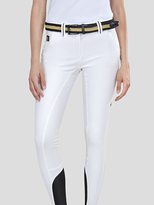 Pantalons avec grip à fond intégral pour femme blanc modèle Cinabro - Equiline