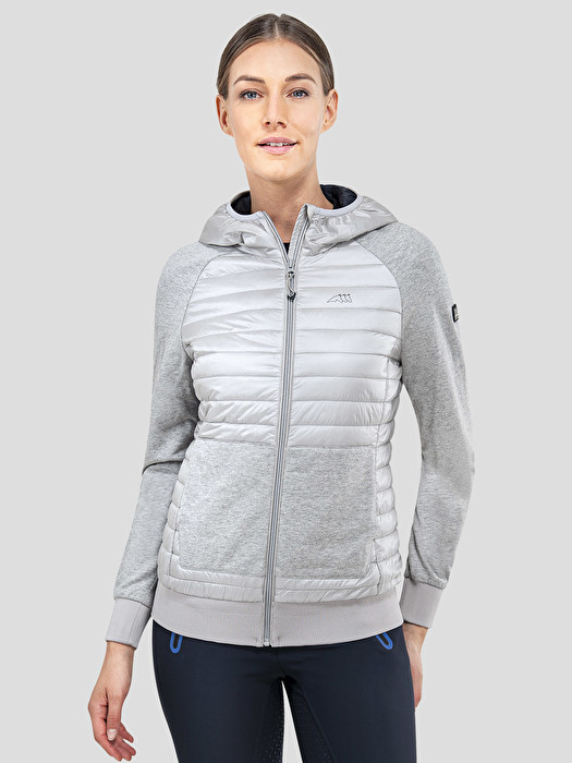 Light grey padded jacket with hood for women Opal - Equiline