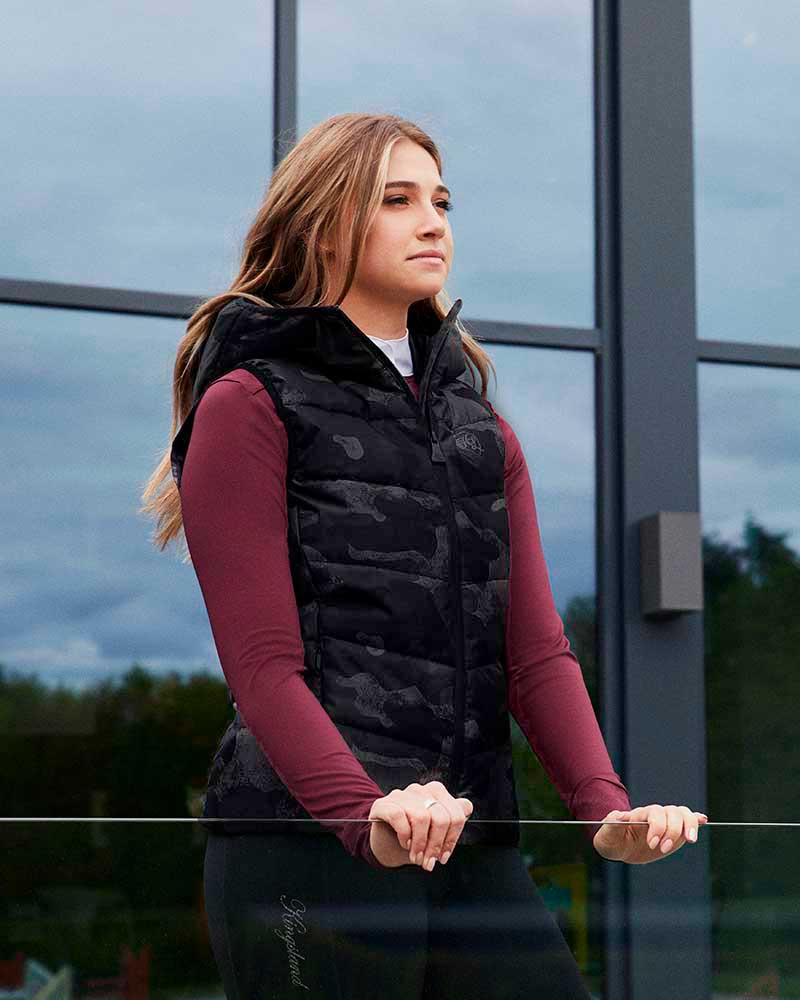 Gilet matelassé militar gris et noir avec capuche pour femme KLmirabel - Kingsland