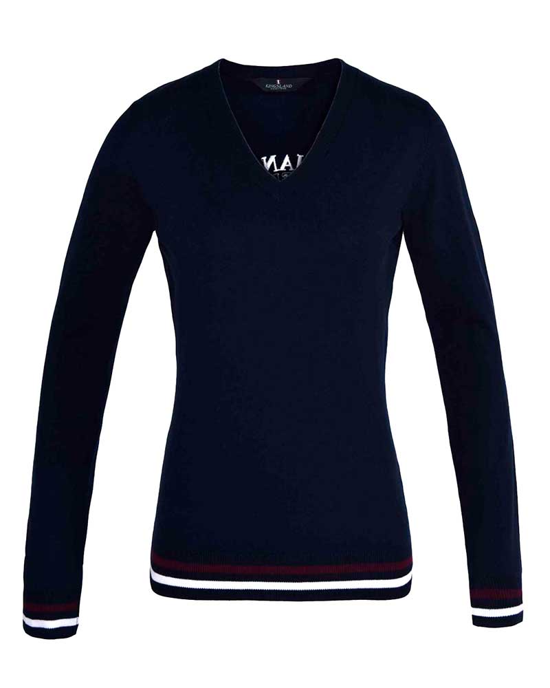 Navy blue fine knit V-neck sweater for woman – Sudbury - Kingsland