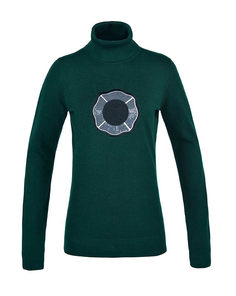 Dark green fine knit roll‑neck sweater for women – KLchevak - Kingsland