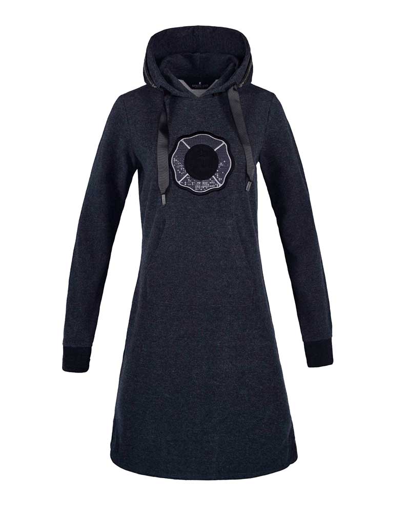 Dark grey fleece sweatshirt/dress with hood for women – KLnenana - Kingsland