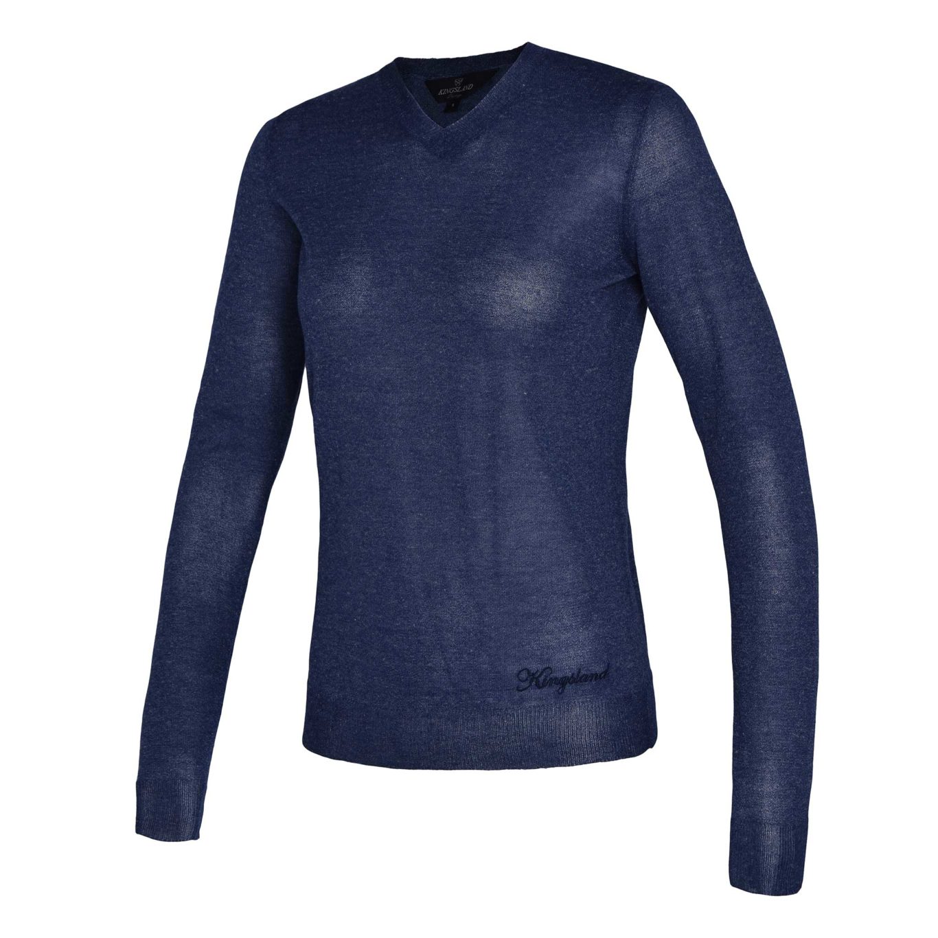 Dark blue fine-knit sweater with glitter-effect fabric for woman – Polodi – Kingsland Dressage