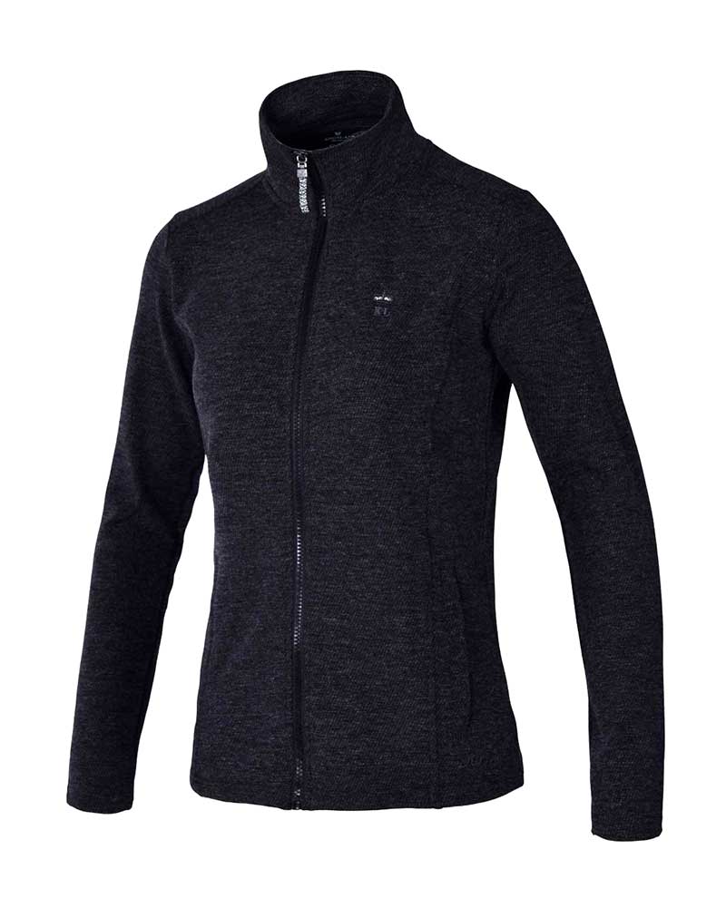 Sweat fine gris foncé chiné avec fermeture éclair pour femme - KLcd Kapiti - Kingsland Dressage