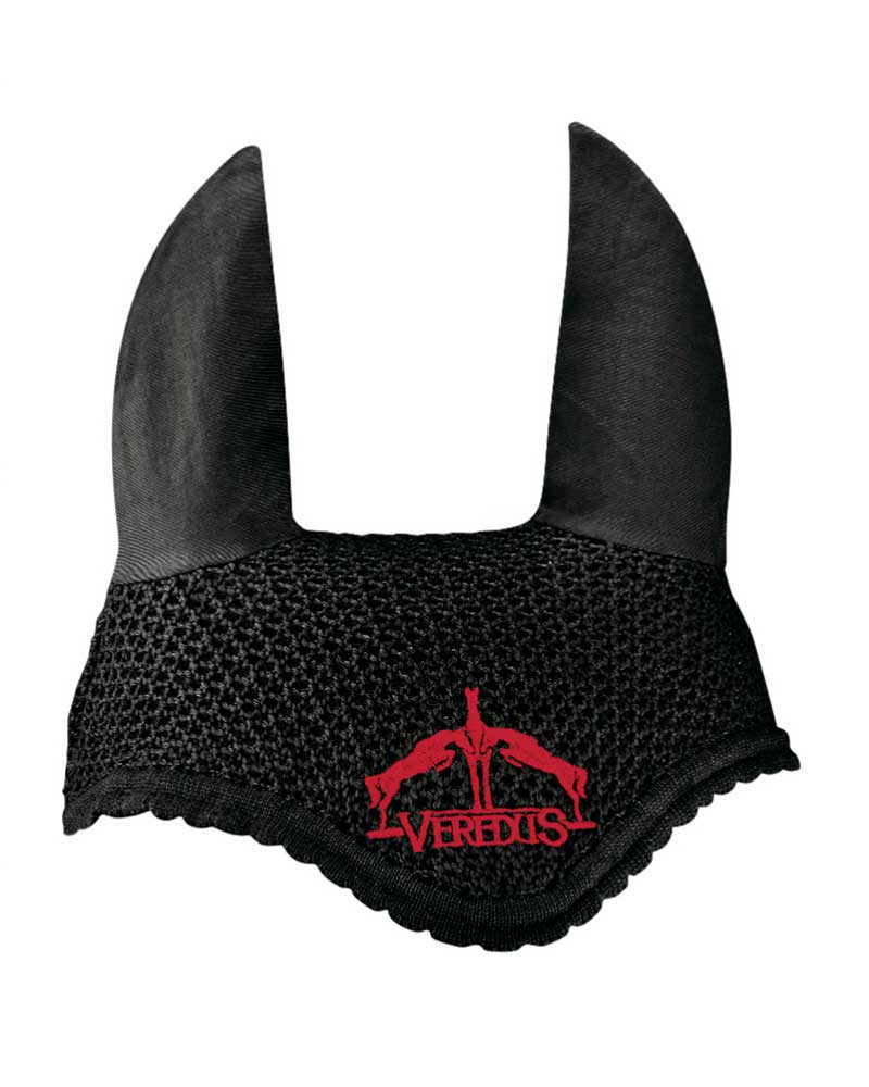 Bonnet anti-mouches en crochet noir avec logo rouge Fly Fringe - Veredus