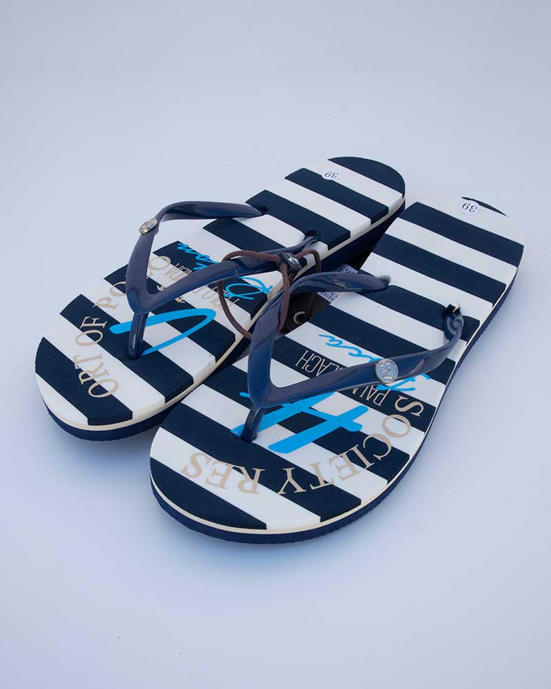 Tongs à rayures bleu marine et blanc Sun Navy - HV Polo