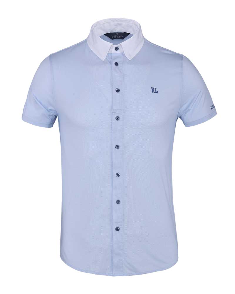 Chemise de compétition à manches courtes blanc à micro-pois bleu pour homme KLander - Kingsland