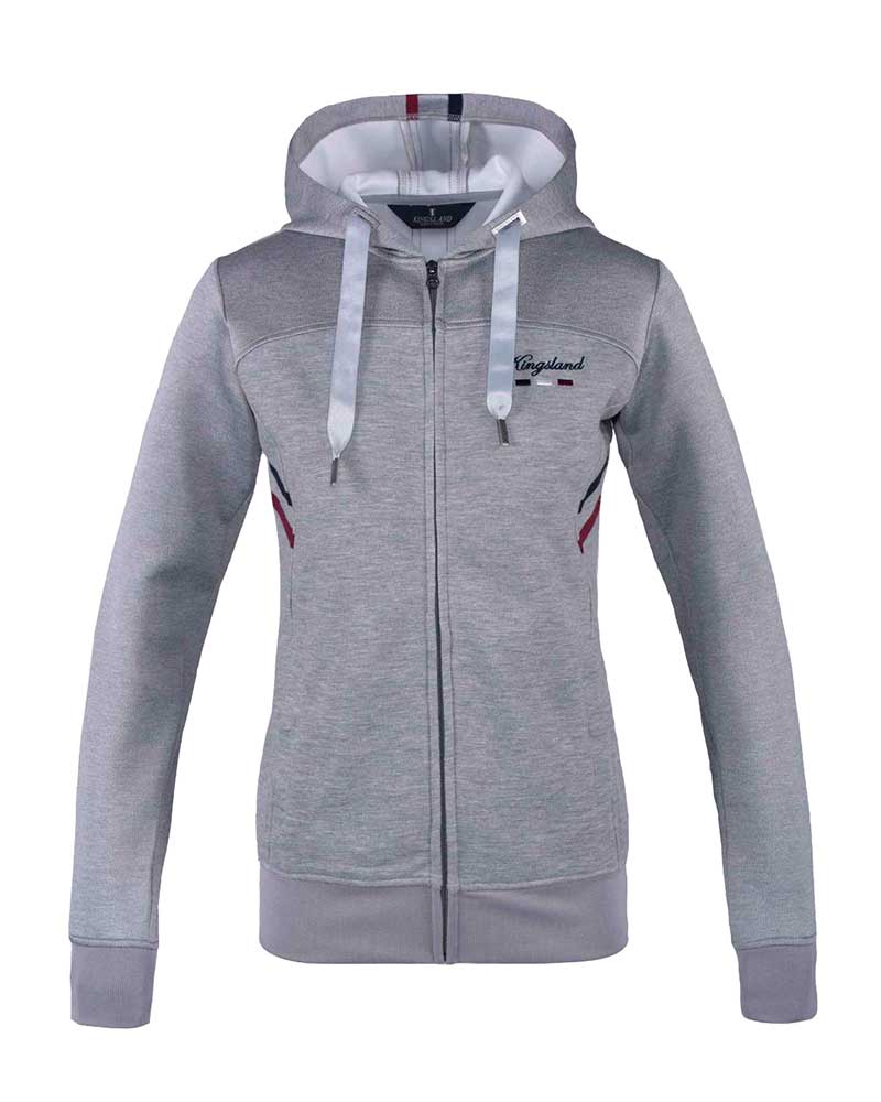 Light grey sweatshirt with zipper and hood for women KLbarisa - Kingsland
