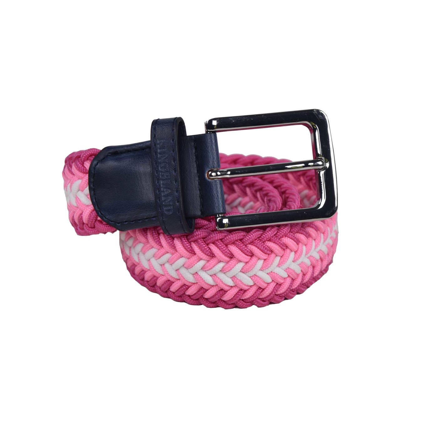 Ceinture tressée élastique en coton rose et blanc modèle Talios - Kingsland