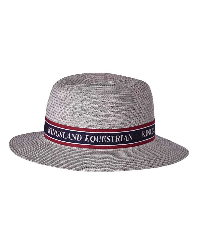 Light grey straw hat with tricolor band unisex KLtad - Kingsland