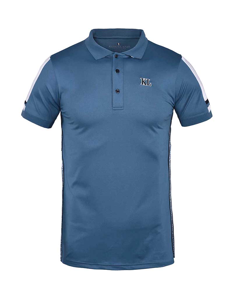 Technical piqué short-sleeve polo shirt blue for men KLugo - Kingsland