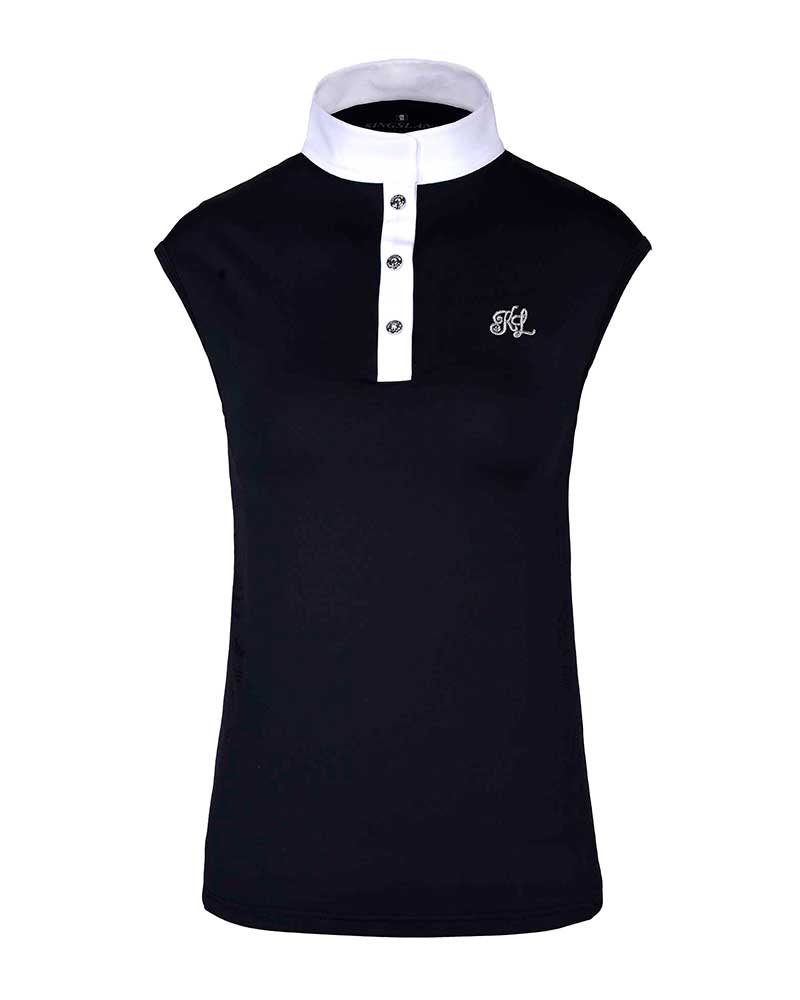 Sleeveless navy blue competition polo shirt with knitted mesh back for women KLcindy - Kingsland
