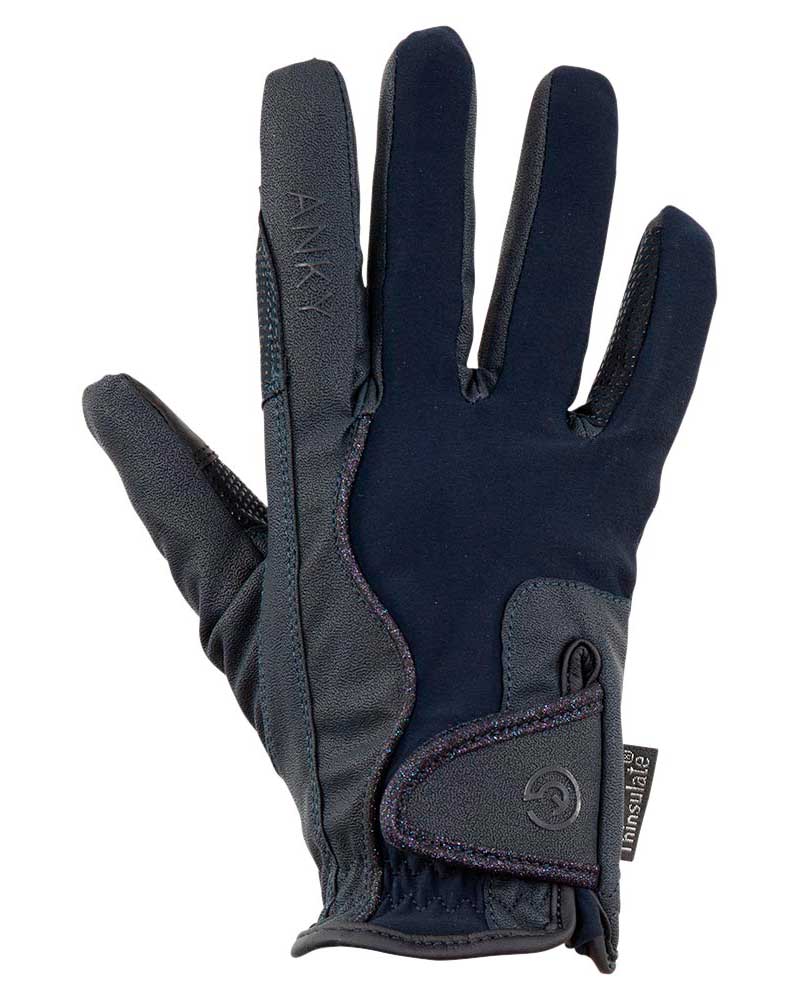 Gants techniques d'hiver bleu marine (dark navy) avec grip et paillettes - Anky