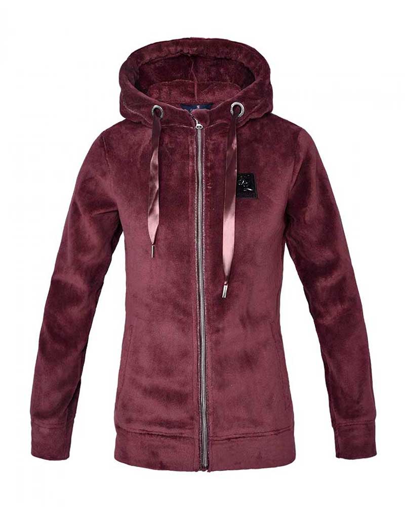 Women’s burgundy fleece jacket with hood – KLida - Kingsland