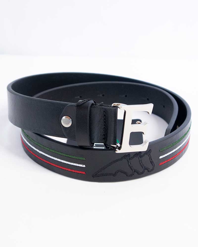 Ceinture en cuir noir brodé - Equiline