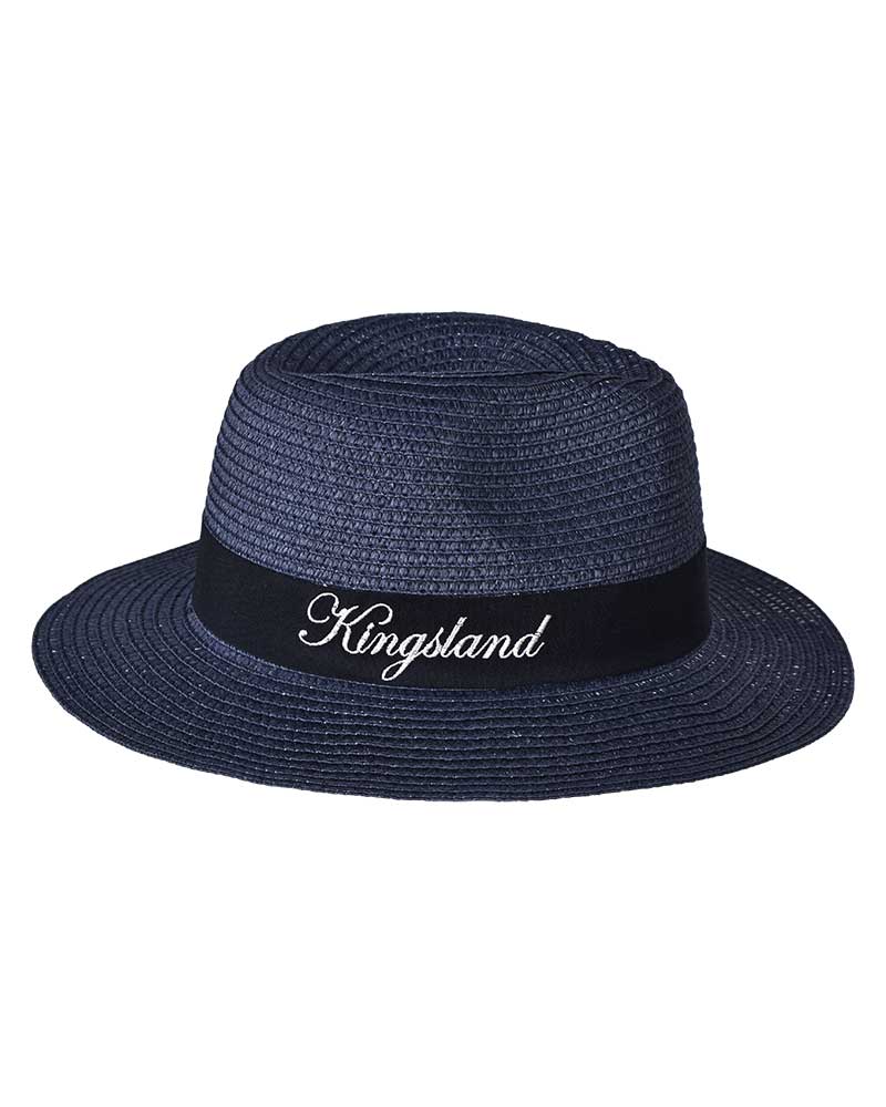 Navy blue Panama straw hat with black ribbon for women - KLgladys - Kingsland Dressage