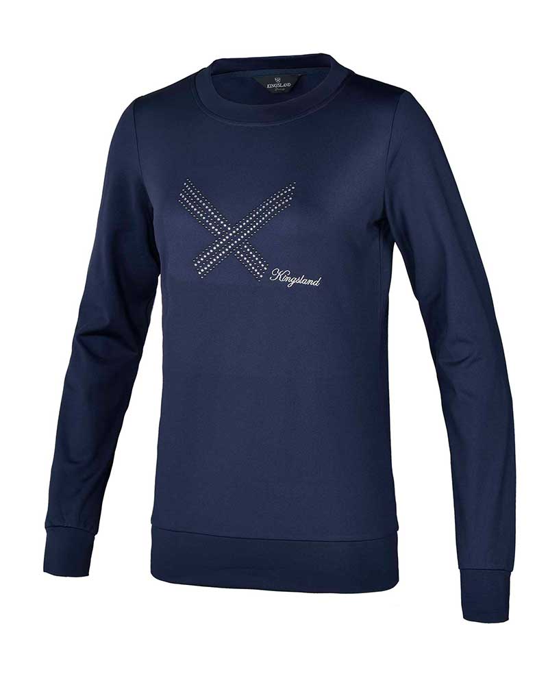 Navy blue thin fleece jersey with rhinestones and studs for women - KLscarlette - Kingsland Dressage