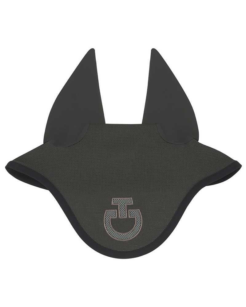 Bonnet perforé gris foncé avec fines oreilles élastiques pour cheval - Cavalleria Toscana