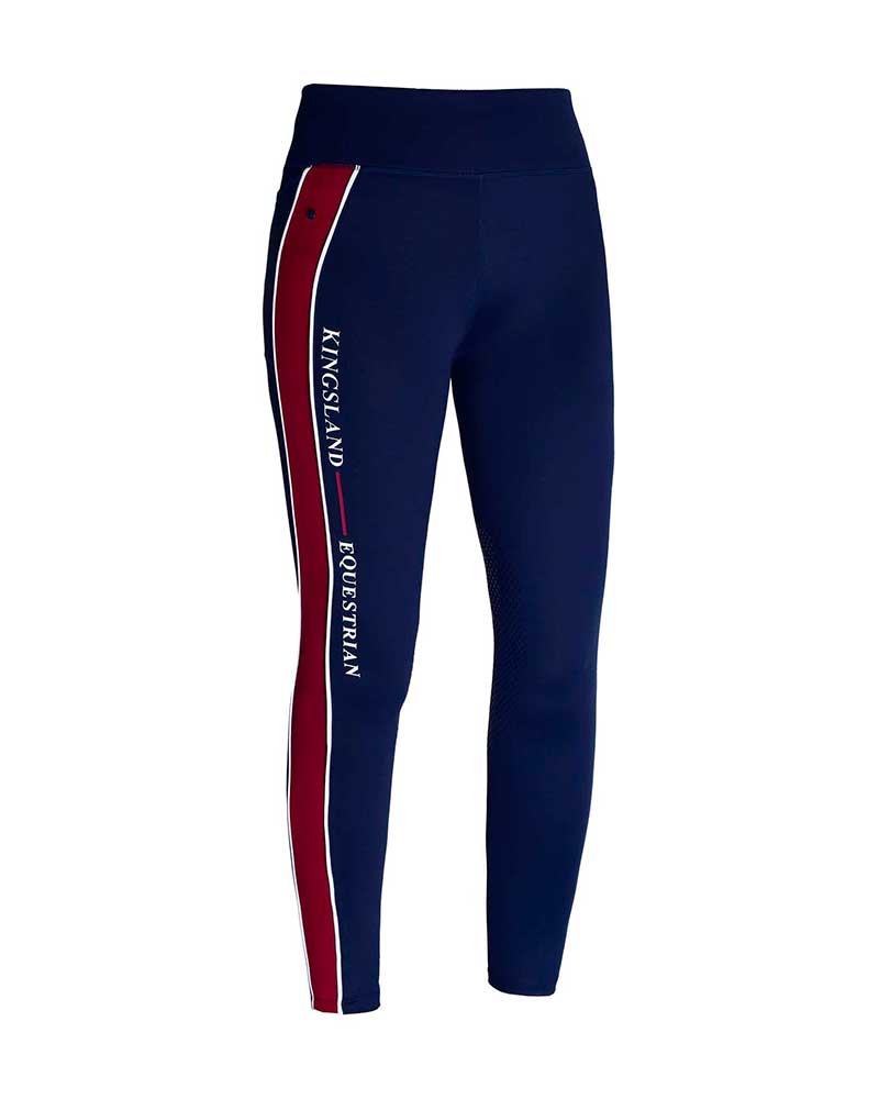 Navy Blue and Burgundy Girls' Riding Tights with Seat Grip KLkandy - Kingsland