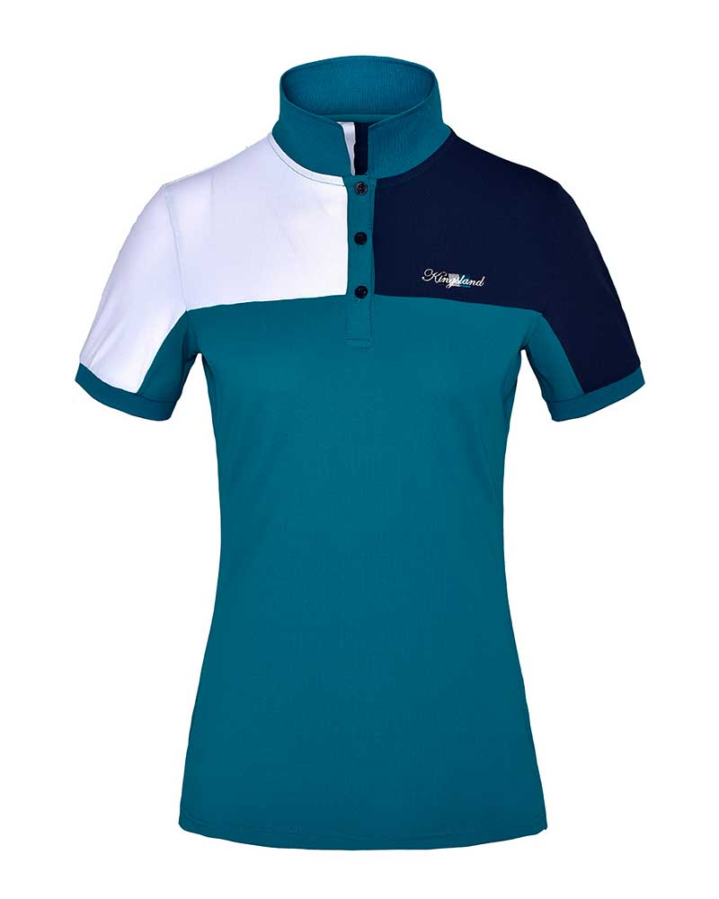 Polo en piqué à manches courtes turquoise (blue deep lagoon), bleu marine et blanc pour femme KLjaney - Kingsland