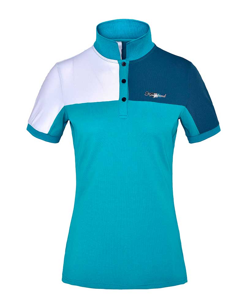 Polo en piqué à manches courtes turquoise (green lagoon), bleu marine et blanc pour femme KLjaney - Kingsland